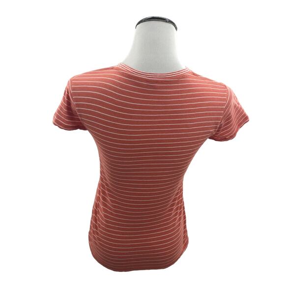 Faherty Didion Coral Stripe T-Shirt - Picture 9 of 11